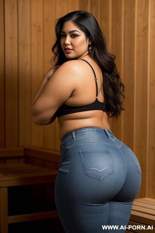 supermodel, mexican, chola style, wide hips, pear shaped, tight jeans, side angle, very plump, big butt - #main