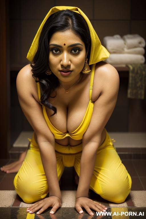 indian woman, massive breasts, gigantic boobs, skimpy sari, chubby, revealing sari, bathroom, sexy sari - #main