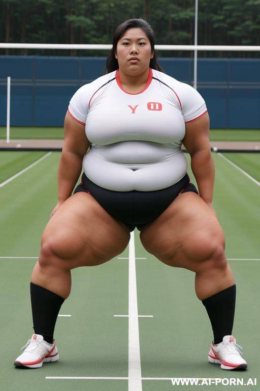huge obese massive bulked up thighs, huge obese massive bulked up legs, asian, beautiful, female shotputter - #main