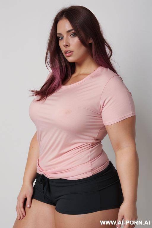 huge obese massive bulked up legs, huge obese massive bulked up thighs, tight shorts. tight pink shirt. - #main