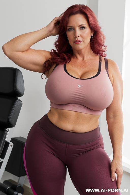 huge massive fat obese bulked up thighs, tight sport shorts. tight pink shirt. - #main