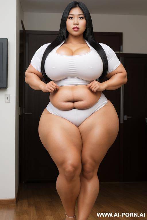 huge obese massive bulked up thighs, huge obese massive bulked up legs, asian, beautiful woman - #main