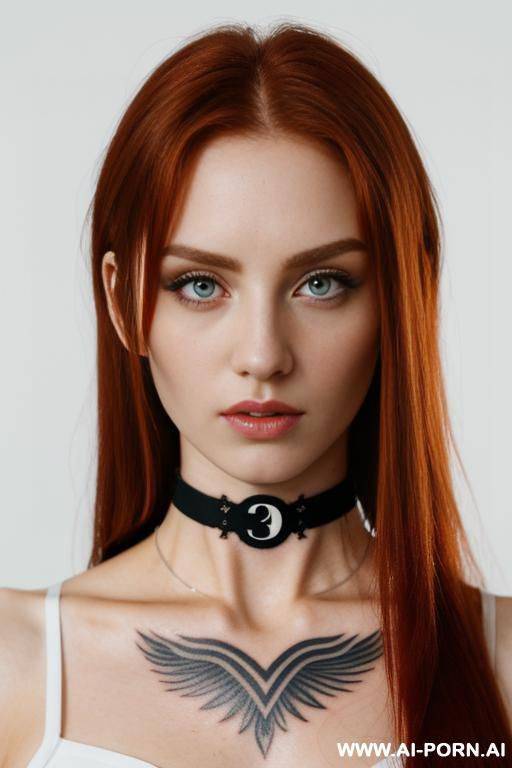 (athletic body) (emo) (choker) (tattoos) (long hair) (white background) (depth of field) (look into camera) - #main