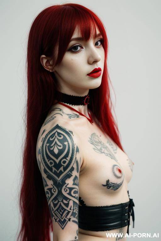 (emo) (choker) (tattoos) (long hair) (white background) (depth of field) - #main