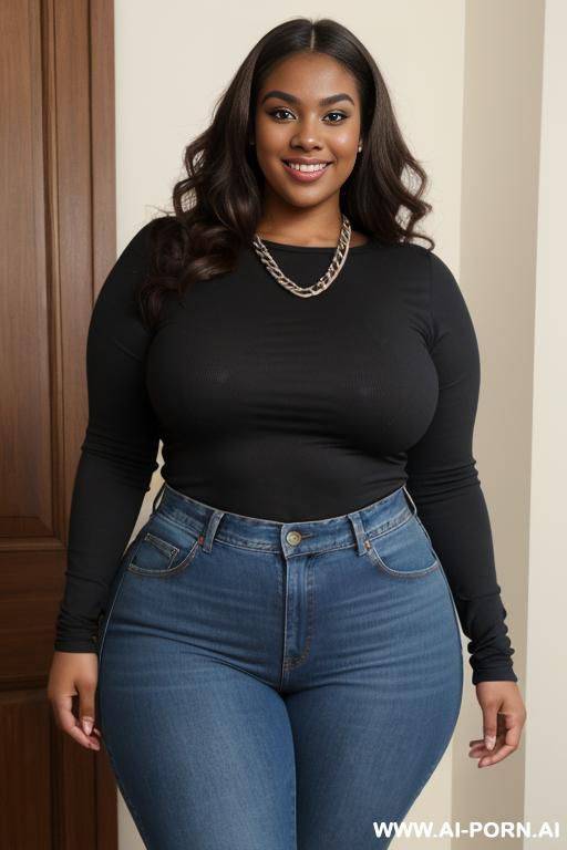 wearing oculus rift, dark skin, italian, gorgeous supermodel, tight clothes, wide hips, chubby, big thighs, extremely voluptuous, rotund - #main