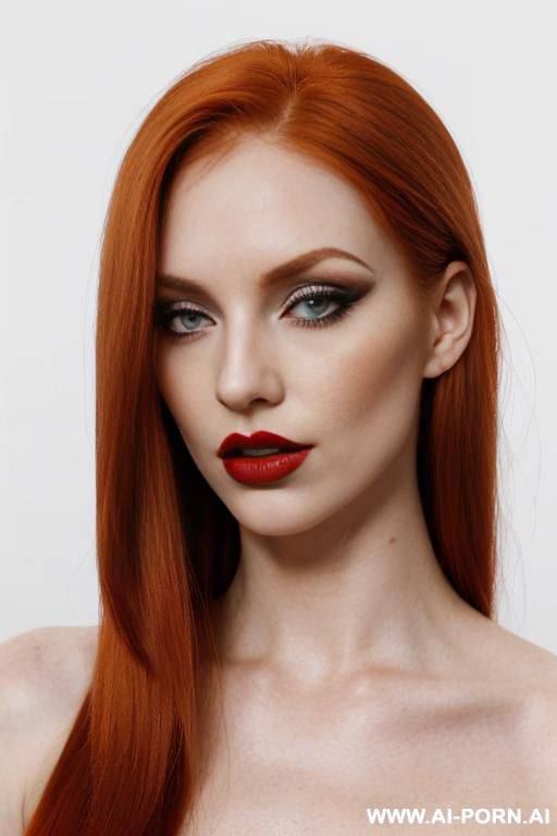 (long straight hair) (ginger hair) (makeup) (smokey eyes) (red lips) (ideal facial ratios) (see-through top) (emo) (athletic body) (large tattoo) (natural boobs) (erotic) (aroused) (flirty) (dominant) - #main