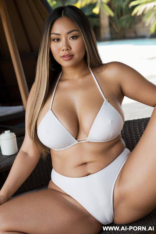 chubby shorty filipina milf. she has blonde highlights in her extremely long straight hair she is looking at the viewer. the woman is happy. the woman has teardrop shaped breasts. the woman - #main