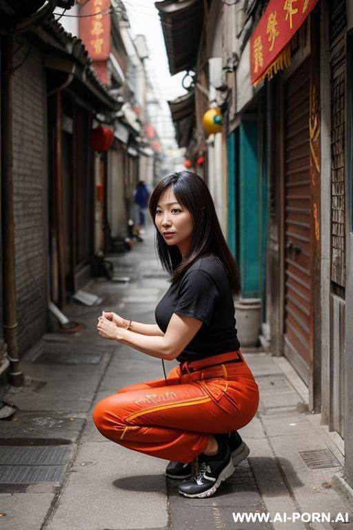 alley, pants, arms between knees - #main