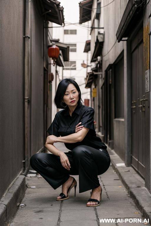 crouching in alley, shirt, pants - #main