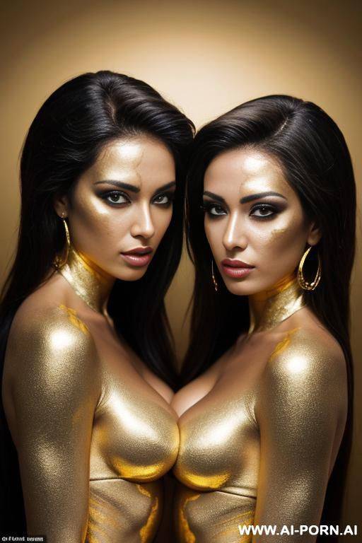 multiple gorgeous brazilian bimbos covered completely in gold bodypaint - #main