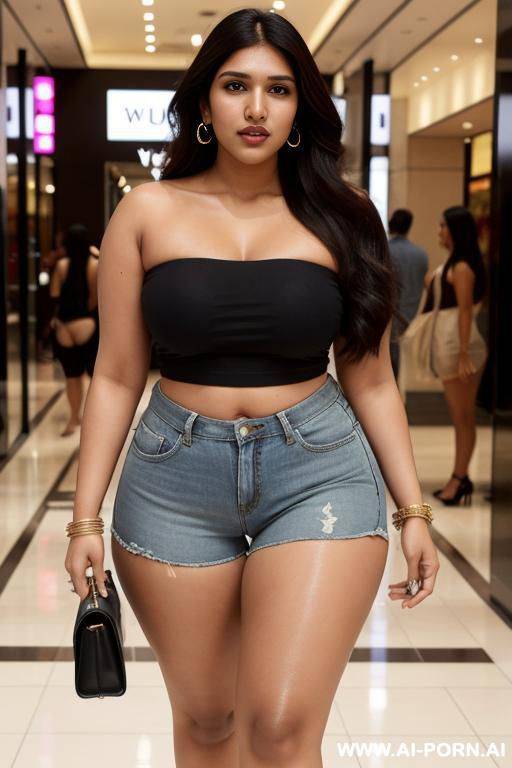 bhumi pednekar, tight shorts, tight tube top, in a mall, full body shot - #main