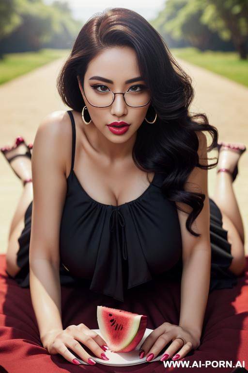 eyeglasses (ahegao) (((gorgeous model))) (((full lips))) (hoop earrings) (((hourglass figure))) (((long flowing hair))) ((very pretty face)) - #main