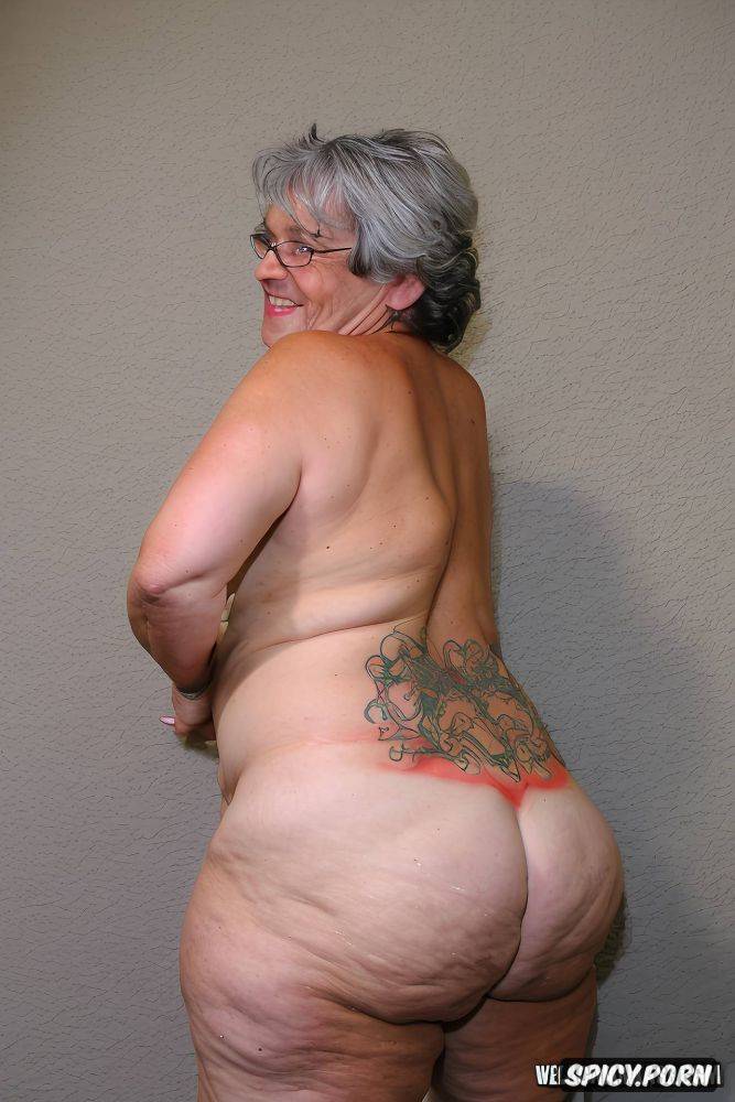 beautiful granny with gorgeous face and hairy armpits, cellulite on thick round ass - #main