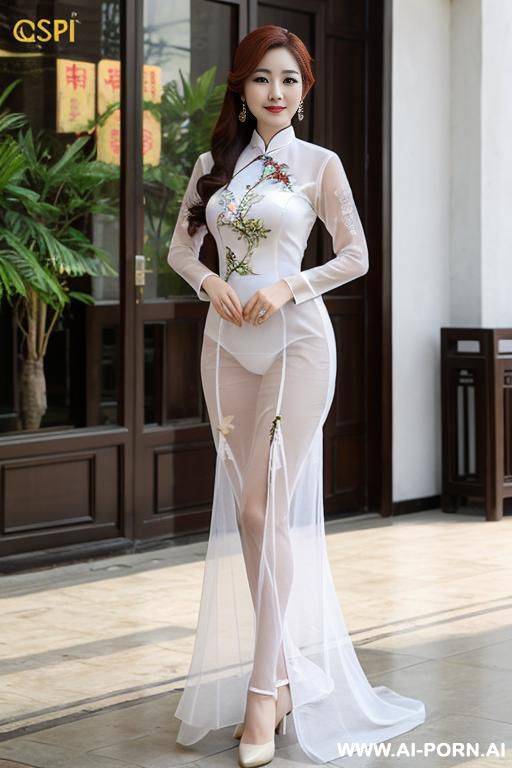 vietnamese , ao dai sheer, no underwear - #main