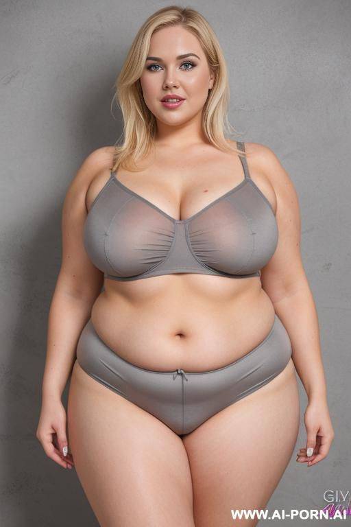 bbw blonde 30 years old wet spot on grey panties - #main