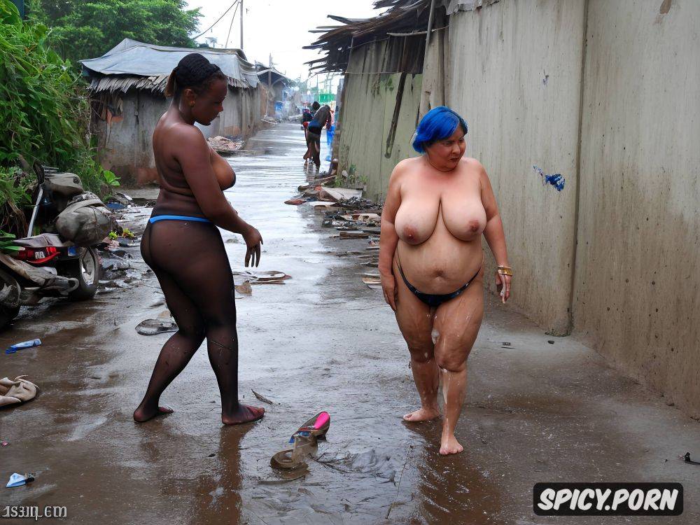 surrounded by horny man she is pulling a supermarket cart bending over and spreading her huge butt full of cellulite - #main