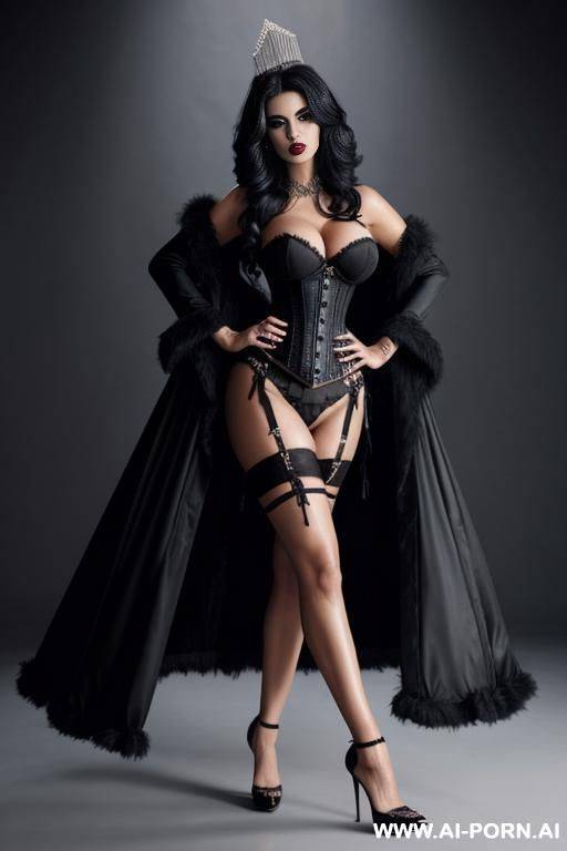goth, huge boobs, tall, stiletto heels, corset, miss universe body, realistic - #main