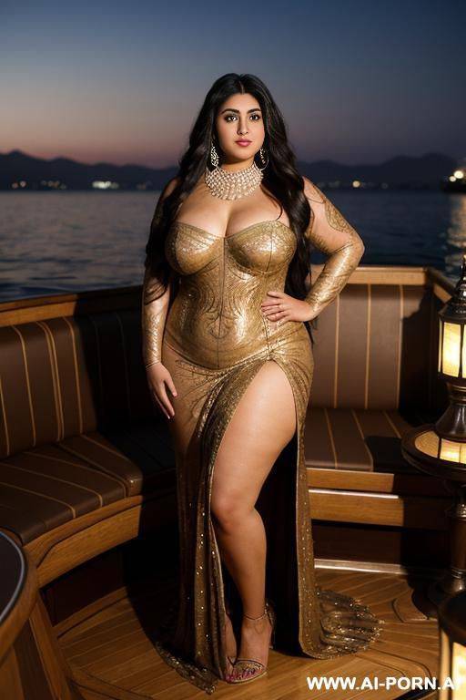 pretty face bbw naked big ass wide hips full body view glowing oiled at night - #main