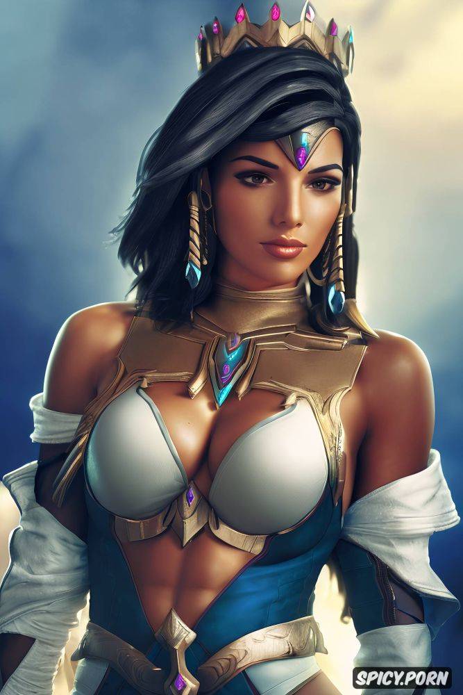 abs, ultra detailed, masterpiece, ultra realistic, pharah overwatch female princess fantasy castle crown royal robes beautiful face portrait muscles - #main