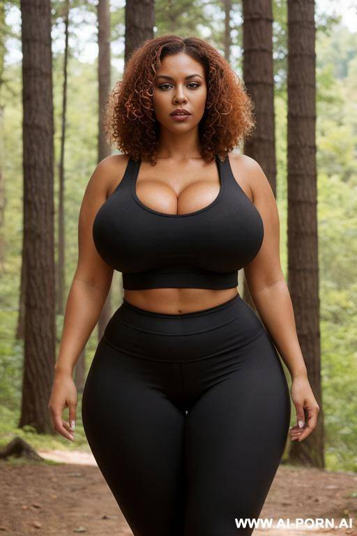 huge boobs, gigantic boobs, milf, in forest, bimbo, black hair, sexy afro woman, looking at the viewer angrily, 0 years - #main