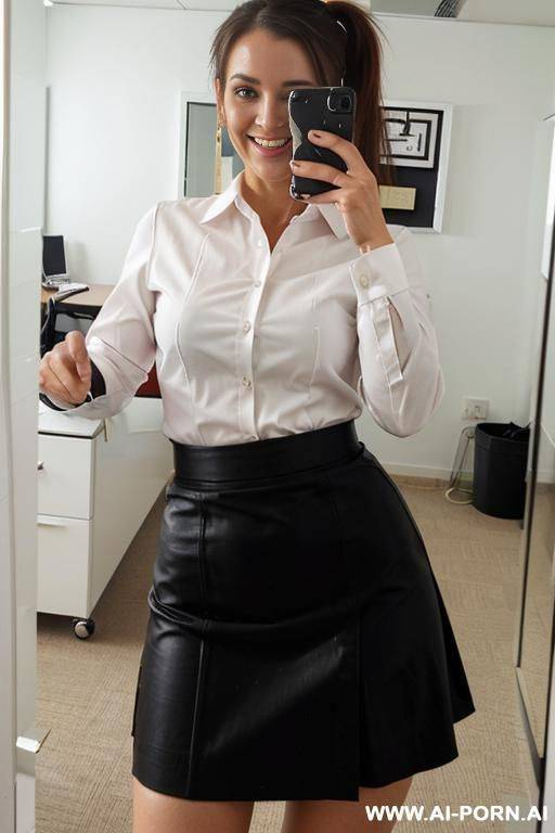 office shirt, office cotton black skirt - #main