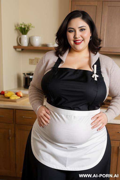 fair boobs, massive curved hips, alluring thighs, apron outfit, very wide figure, huge ass - #main