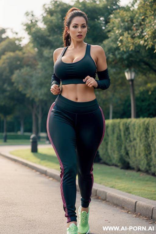 fair boobs, curved hips, alluring thighs, jogging outfit - #main