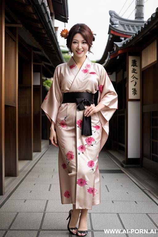 very beautiful, very sexy japanese, long thick wavy auburn hair, dark eye liner, completely nude, totally naked, show bare boobs, show shaved pussy, frame image from head to knee, opened robe - #main