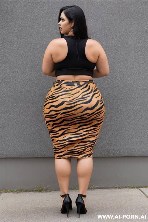 bbw with tiger stripes skirt from the back - #main