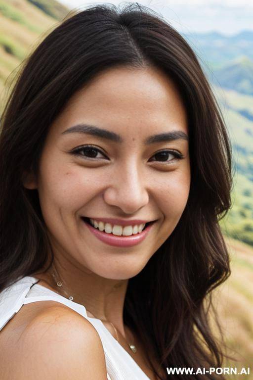 highly expressive. tanned, casual japanese. long, wavy, gradient-brunette hair. close-up in decent clothes. she is natural. real-life sei-ra sodes-hiro! it seems as if she draws me closer.in new-zeland. at the mountain-top. - #main