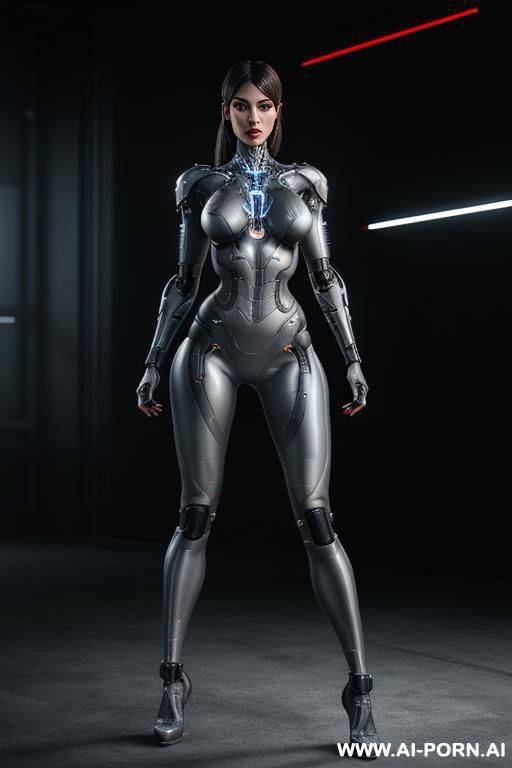 beautiful cyborg woman, full body standing, grey leggings, highly detailed, ultra-realistic, k, photorealistic, professional digital art, dramatic lighting, cinematic colors, dynamic pose, intricate machinery - #main