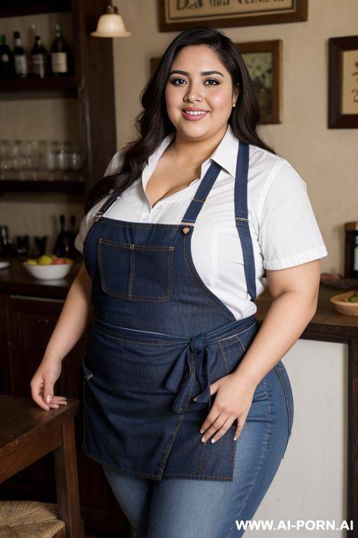 mexican, hot supermodel, pear shaped, extra thicc, chola, fat, massive thighs, apron around waist - #main