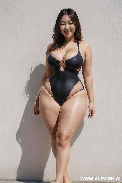 (((wide thighs))), (((thick thighs))), very swimsuit, high-cut leotard, (((high-cut))), (((high-leg))), full shot view - #main