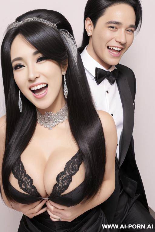 ((((douglas and regina)))) ((((couple portrait)))) ((((high quality picture)))) ((((handsome groom and dazzling bride)))) ((a woman with long straight black hair)) ((my dream cheating wife )), ((((gigantic cleavage)))) - #main