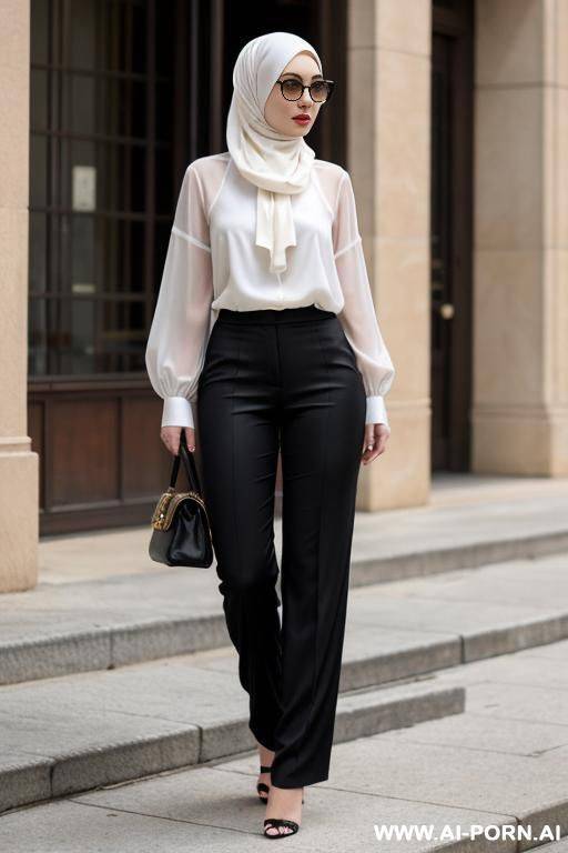 woman, headscarf, blouse, long pants - #main