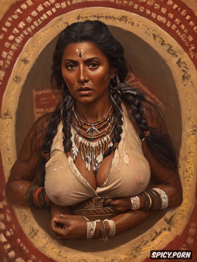 braids, dark nipples, native american woman, detailed face, boobs visible - #main
