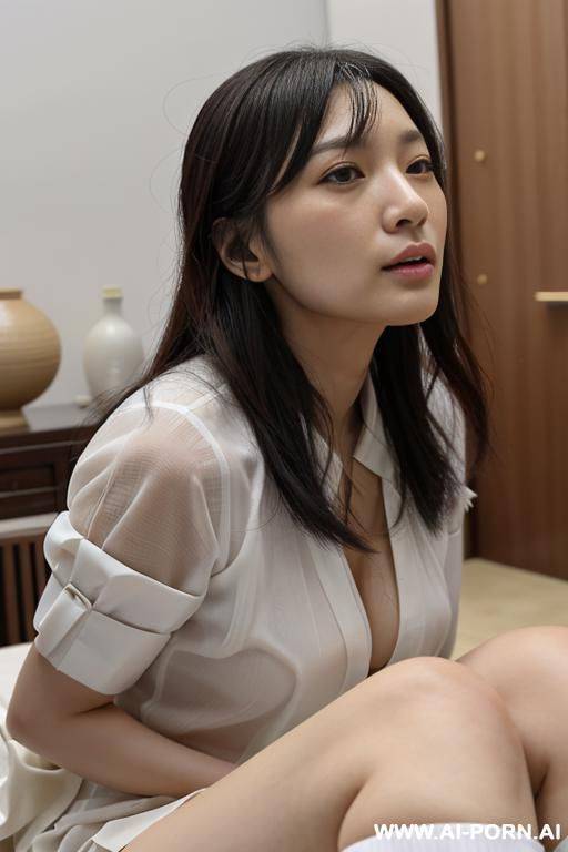 看起来非常非常像杨幂，中国女孩,五官面容完全复刻杨幂真人的容貌特征和经典表情神态，乌黑长发大波浪，中分无刘海，九头身的身头比例，身高1cm，体重kg，腿长0厘米，身材非常消瘦，腰部特别特别细，非常骨感，锁骨非常明显，四肢非常细，腿的长度很长很细，屁股很瘦很小，上身很短，肩膀和后背很瘦很薄，完全赤裸，sex in missionary-style， - #main