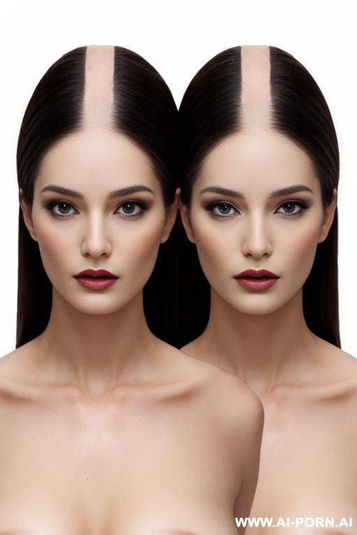 conjoined twins, two heads one body, naked, two headed woman, two heads share one body, full body shot, two heads on single body, two heads on shoulder - #main