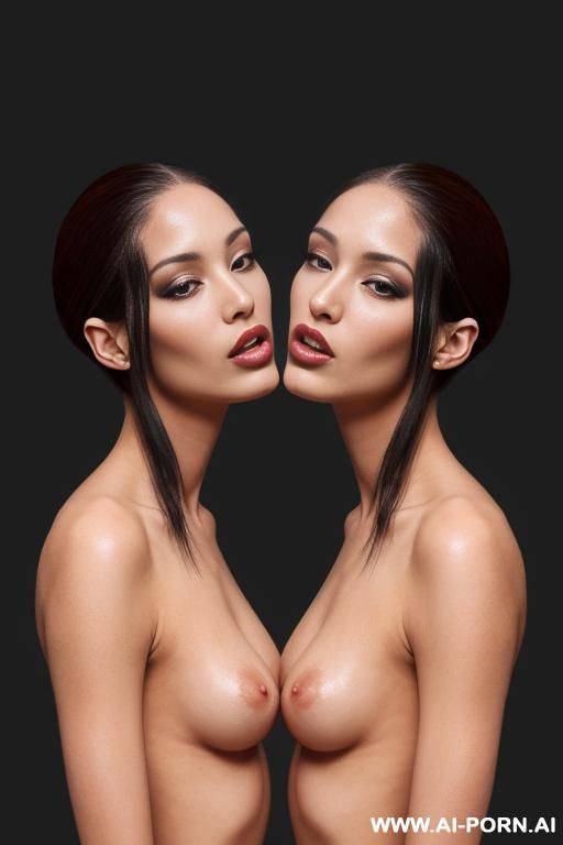conjoined twins, two heads one body, naked, two headed woman, two heads share one body, full body shot, two heads on single body - #main