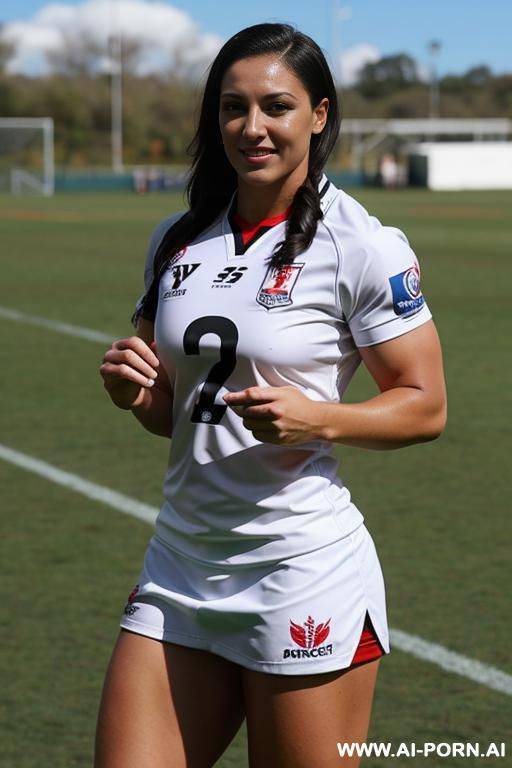 2 womans in white rugby league kit - #main