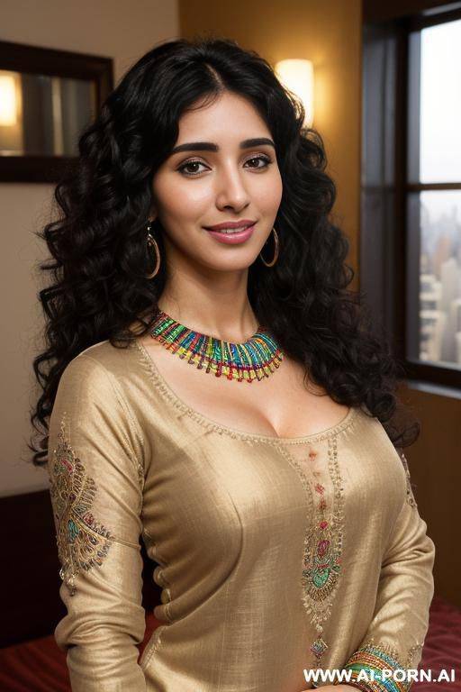 ((crew neck)), ((long sleeve crew neck fancy traditional highly detailed colorful dupatta)), ((higareda)), (pretty face), (detailed face), (soft slutty smile), (perfect), (natural lighting) , ((highly - #main