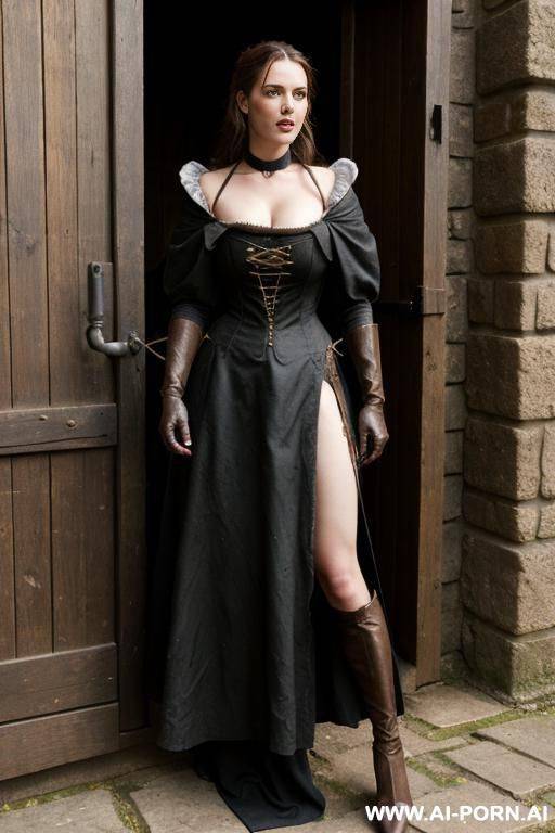 accused bound at the stake (torn medieval commoner dress) - #main