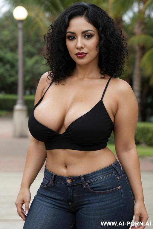 latina woman posing for picture. below average body. natural boobs. short hair. wet curly hair. wet hair. curly hair. wet curls. black hair. chola. chola make up. chicana makeup. suspicious - #main