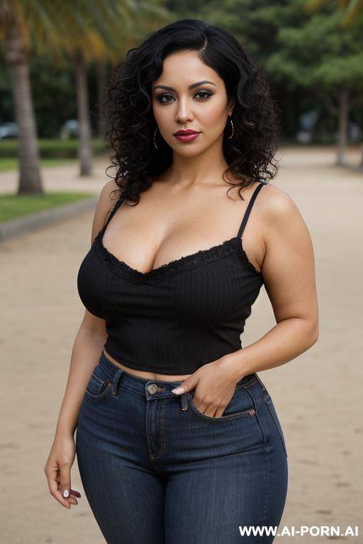 latina woman posing for picture. below average body. natural boobs. short hair. wet curly hair. wet hair. curly hair. wet curls. black hair. chola. chola make up. chicana makeup. slight smile. - #main