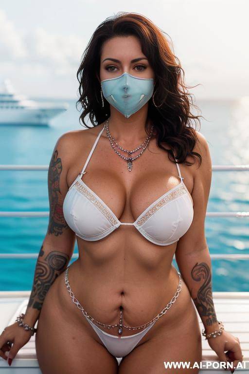(((perfect curvy hourglass figure, sexy curvy body, most realistic, real photo milf))) ((necklace, elries, chain, long layered rhinestone tassel chest chain, rhinestone tassel chain face mask.)) ,((body chain)), - #main