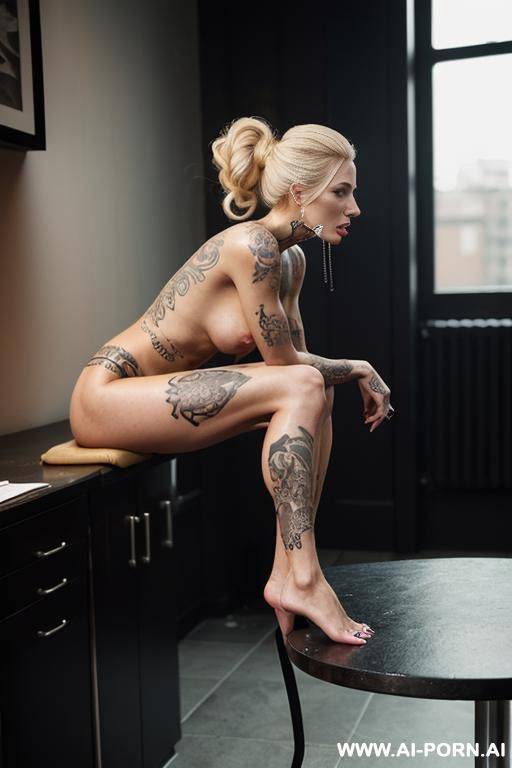 ((beautiful face)), ((dark blonde)), ((wide hips)), (beautiful thighs), (natural lighting), eye contact, very long dark hair - #main