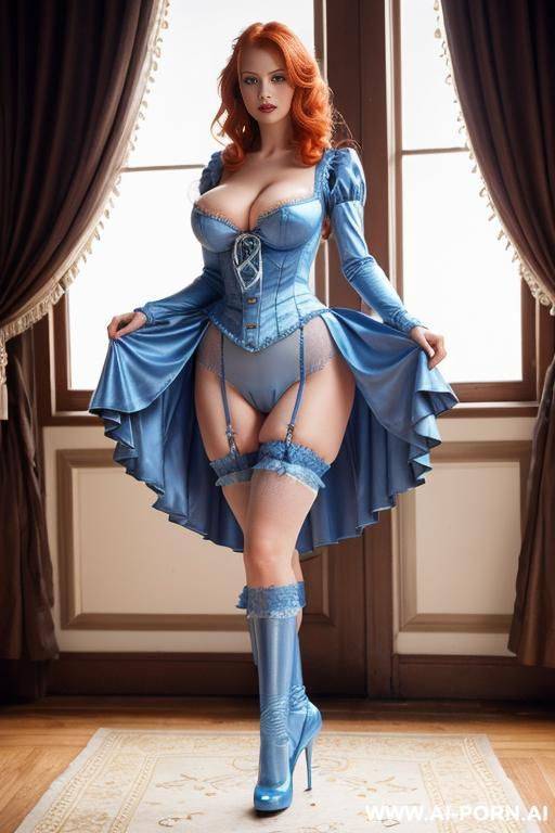 0 year old hot naked woman with blue eyes, redhead with big breasts standing up - #main