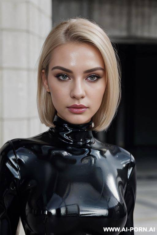 black latex, no helmet, makeup, beautiful, movie filter - #main