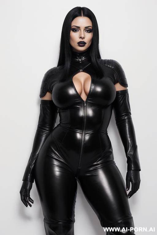 (((very beautiful face, gorgeous body, curvy figure, natural big breasts))) ((black lipstick, black lipstick on lips, gothic woman)) (((photorealism, real photography, as realistic as possible, realistic - #main