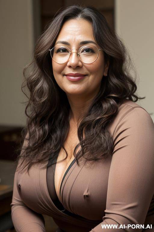 (chilean milf) (round face) (chubby cheeks) (wavy hair) (metal glasses) - #main